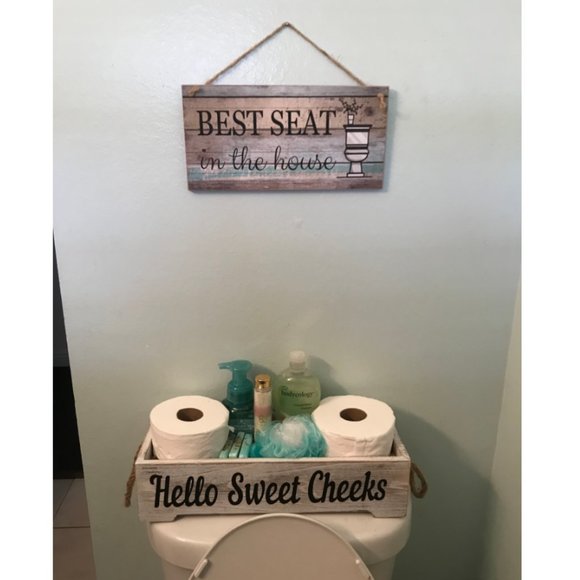 Farmhouse Bathroom Sign Funny Decorative Rustic Cottage Wooden Bath Wall Decor - Picture 6 of 10